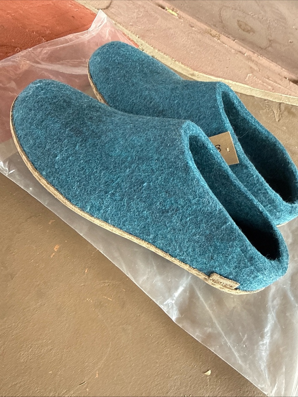 Glerups Unisex Felt Slip-on Leather Sole Blue Size 41 W10/M8 NWOB 100% Wool - Picture 3 of 9